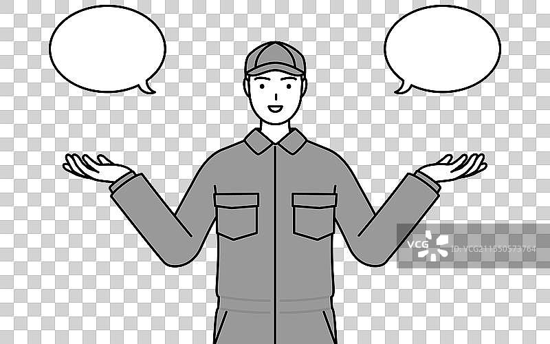 穿着工作服的机械师与清洁工具图片素材