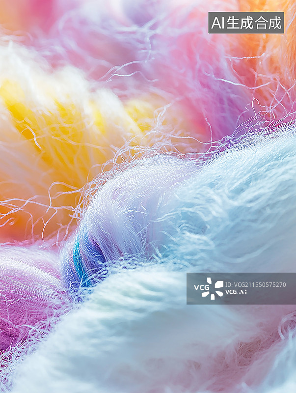【AI数字艺术】多彩杂色毛线特写图片素材