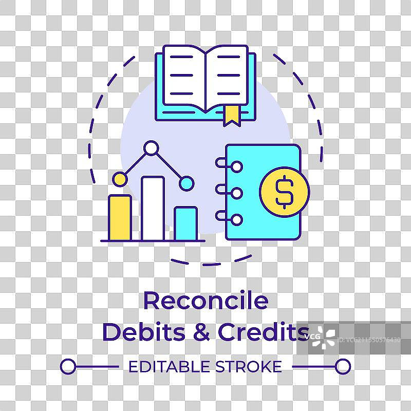 调和借方和贷方的多彩概念图片素材