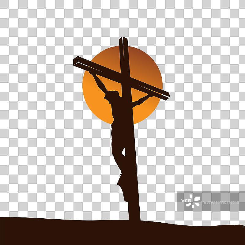 带有十字架的耶稣受难日横幅在山上图片素材