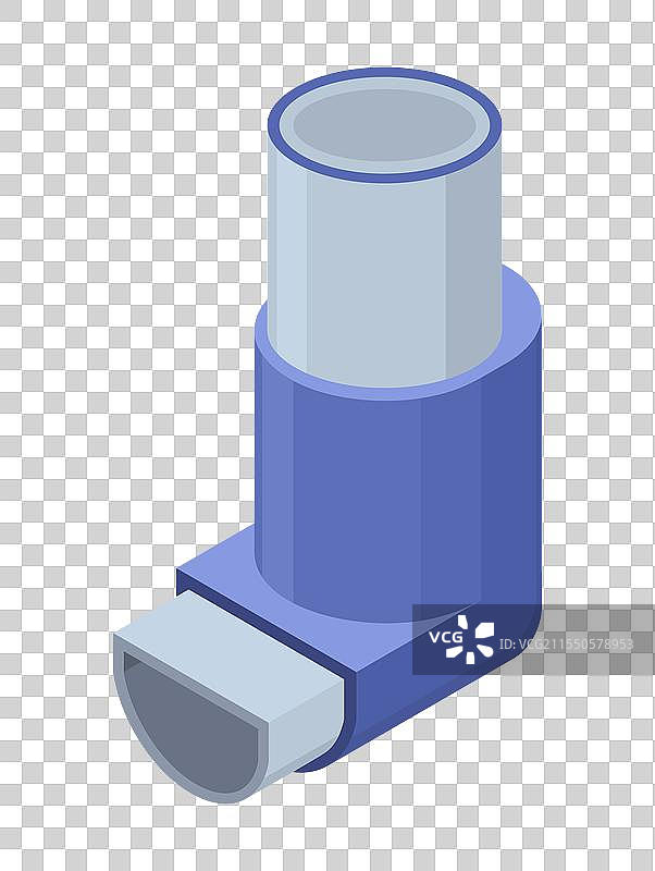 哮喘吸入器，等距哮喘喷雾，逼真效果图片素材