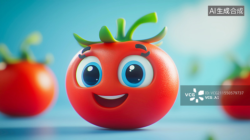 【AI数字艺术】3D渲染拟人化可爱风格西红柿插画图片素材
