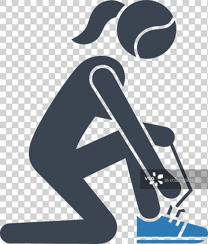 女性运动员系鞋带图标图片素材