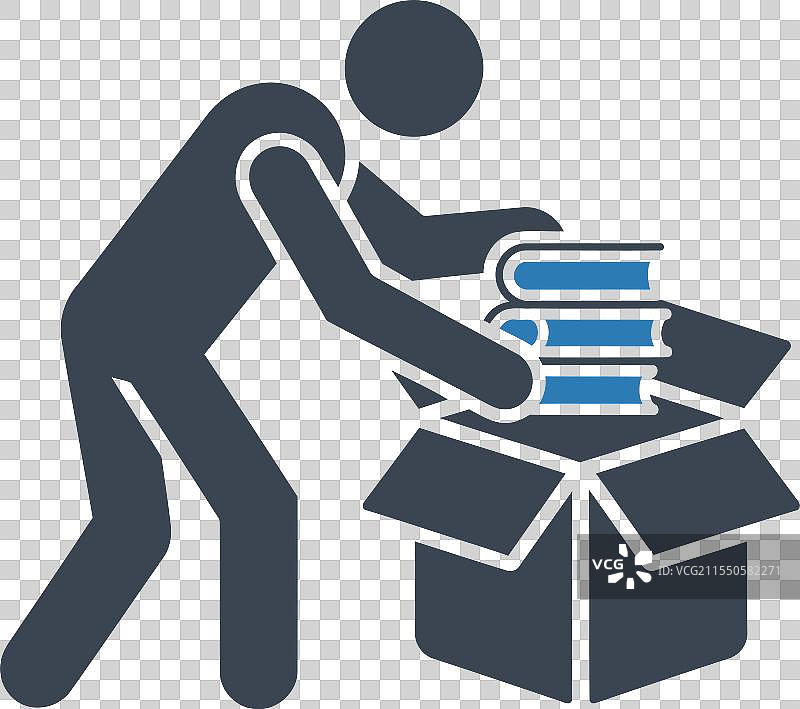 书本堆叠在盒子里的图标图片素材