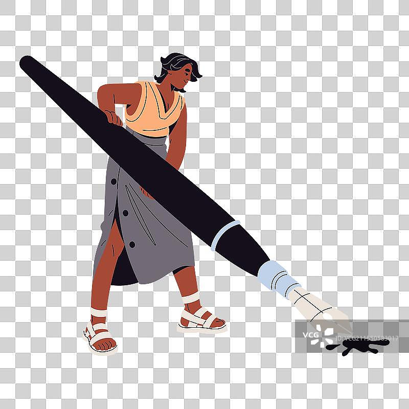 快乐的女孩用钢笔写字的年轻女性图片素材