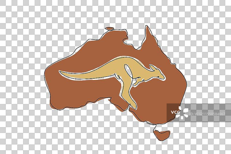 单一连续线条绘制的袋鼠图片素材