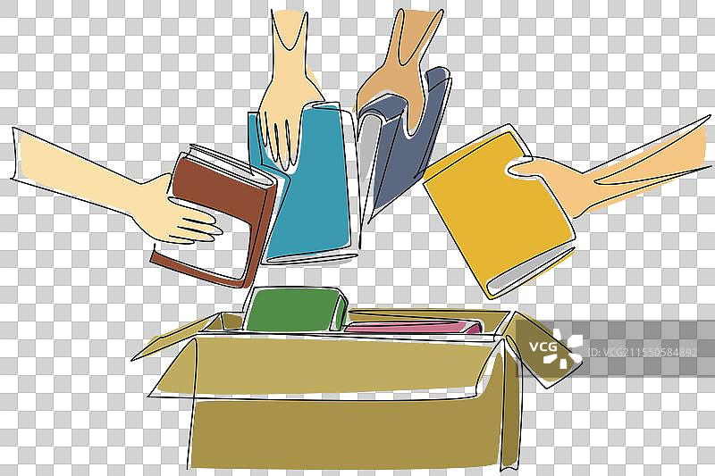 一笔画的四只手握在一起图片素材