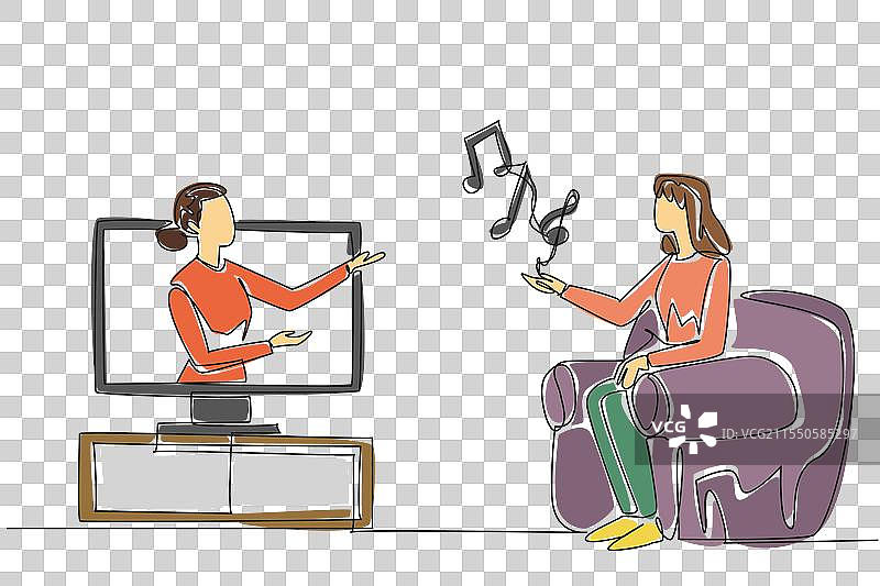 单线条画的女人走出图片素材