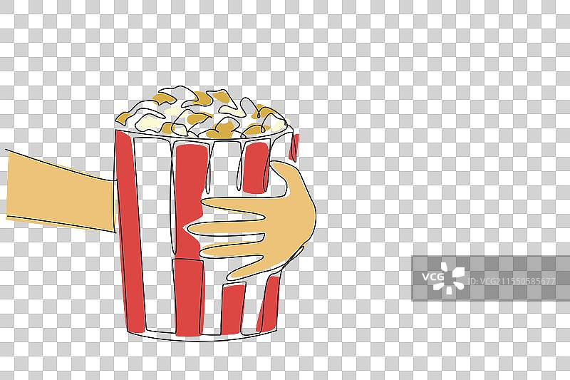 国家爆米花日的一笔画图片素材