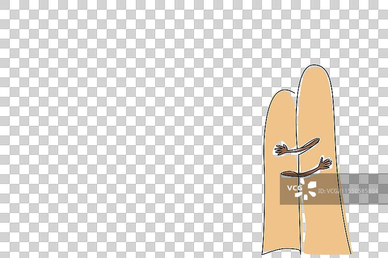 单线画，两根手指相触图片素材