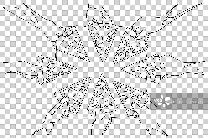 连续一笔画出多只手图片素材