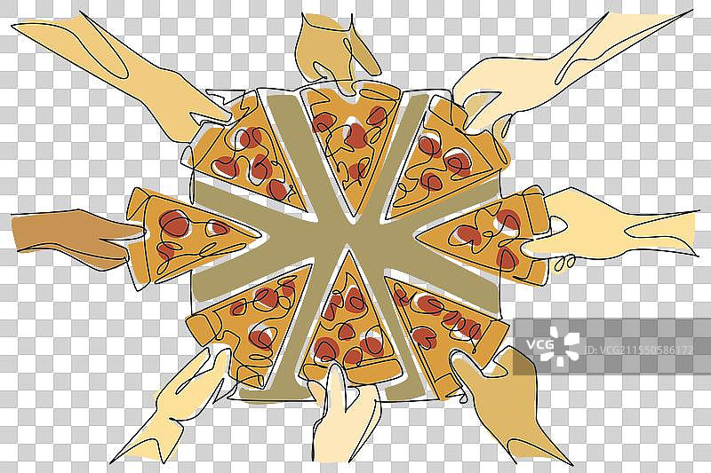 连续一笔画出多只手图片素材