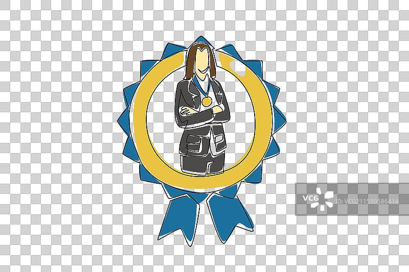 穿着西装的女性单线连续画图片素材