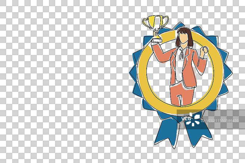 穿着西装的女性连续一笔画图片素材