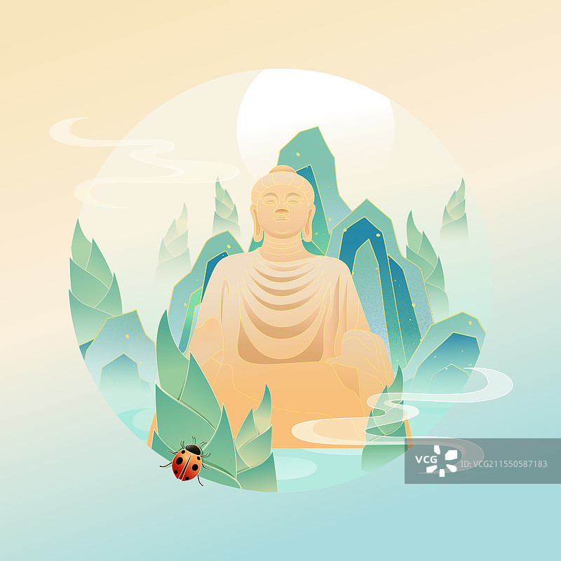 国风二十四节气惊蛰洛阳城市建筑矢量插画图片素材