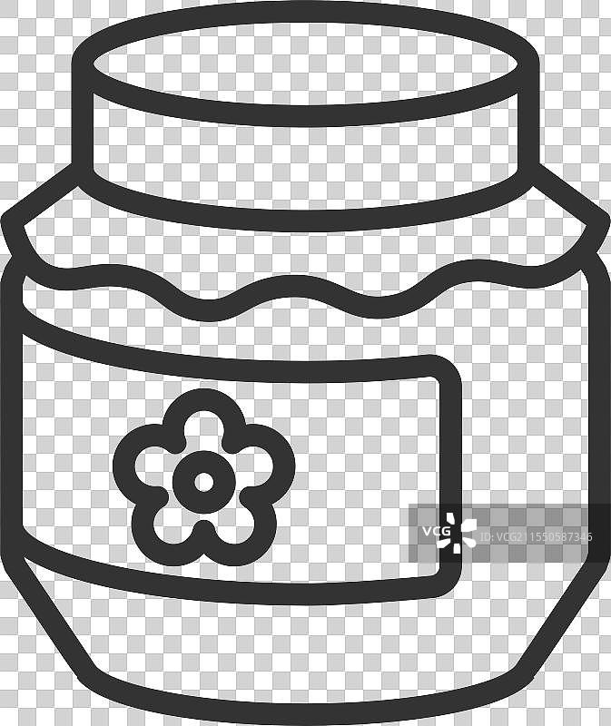 自制罐子线条图标，蜂蜜或果酱产品图片素材