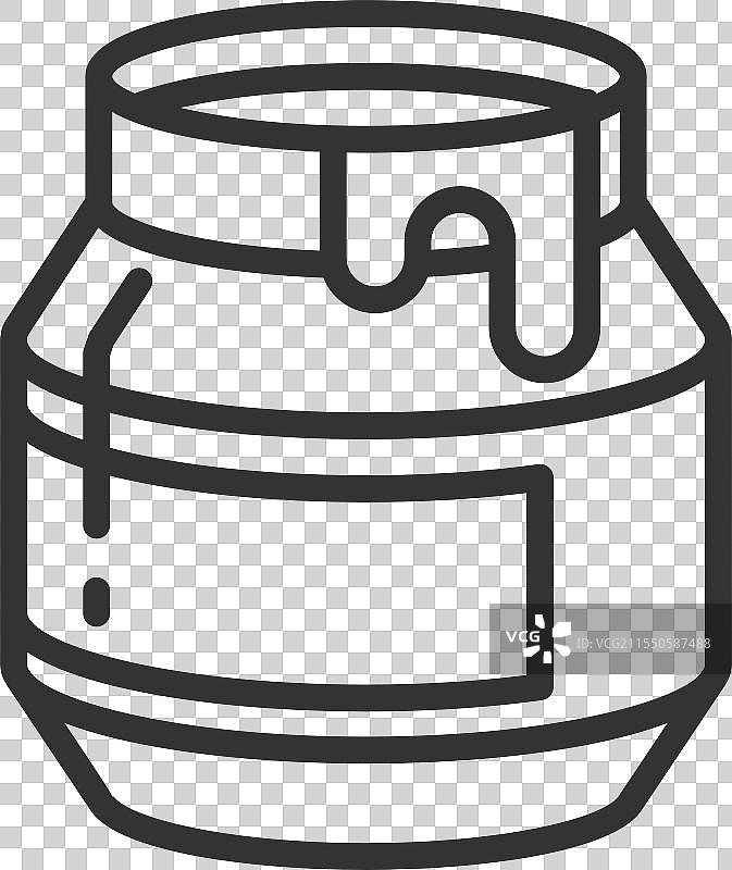 蜂蜜罐线条图标，甜美的自制产品图片素材