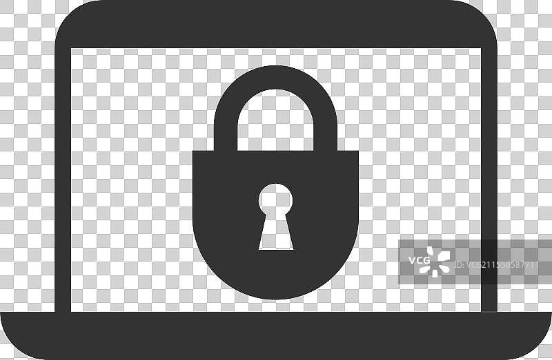 设备安全图标，带锁屏的笔记本电脑图片素材