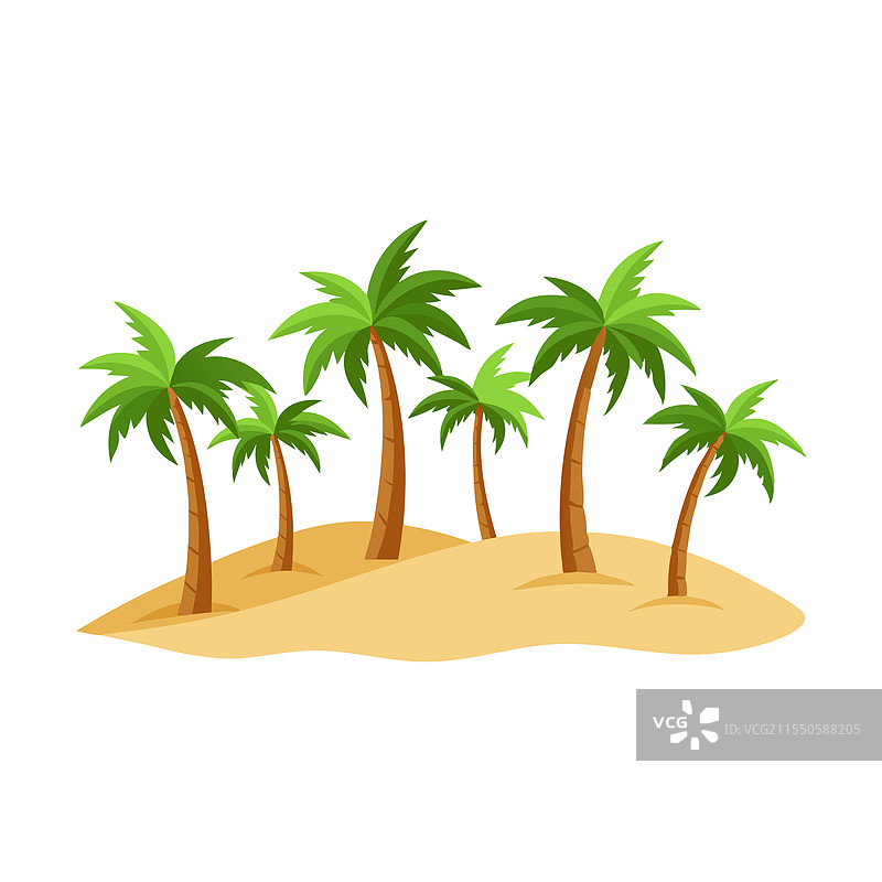 郁郁葱葱的棕榈树在沙丘上孤立生长图片素材