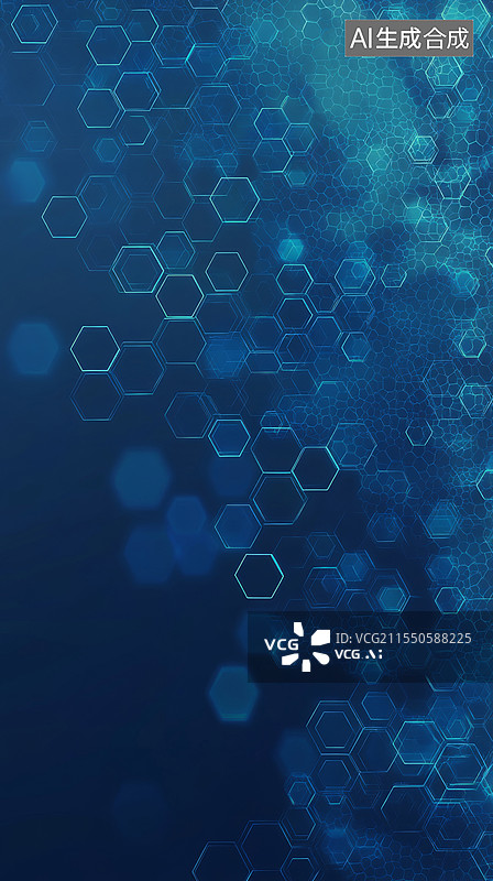 【AI数字艺术】六边形网格蜂巢科技背景图片素材