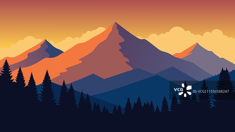 壮丽的山地风景突出显示图片素材