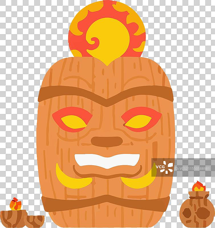 波利尼西亚提基面具美学与海贝壳图片素材