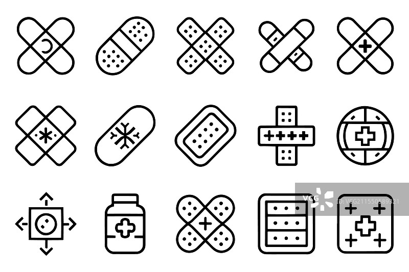 医疗贴片和创可贴相关的可编辑线条图片素材