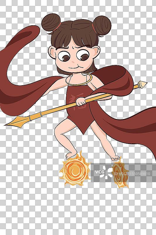 哪吒中国神话故事风火轮混天绫卡通手绘动漫画可爱国潮图片素材