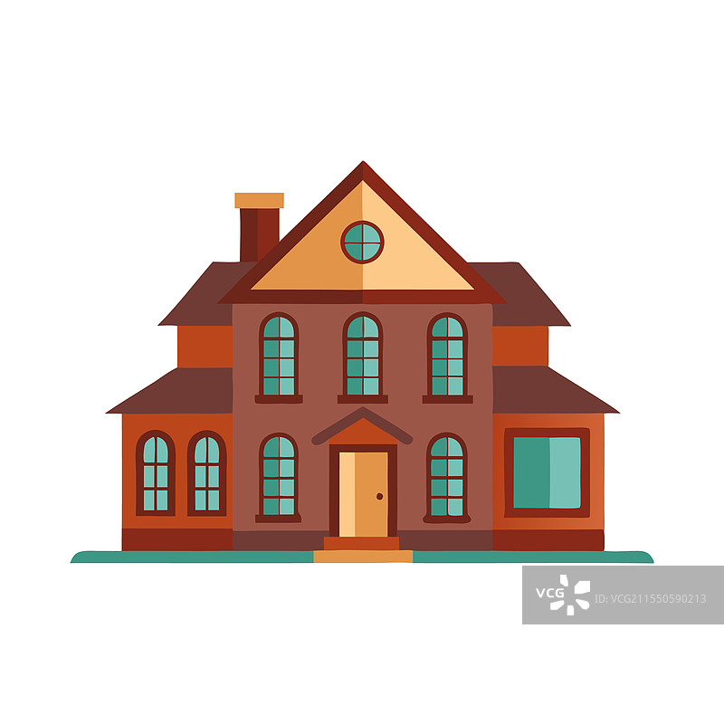 白色背景上的孤立老房子插图图片素材