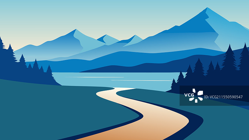 蜿蜒的小径穿过树木通向宁静的地方图片素材