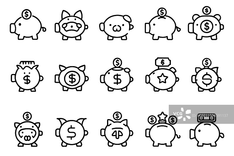 与可编辑线条相关的储蓄罐概念图片素材