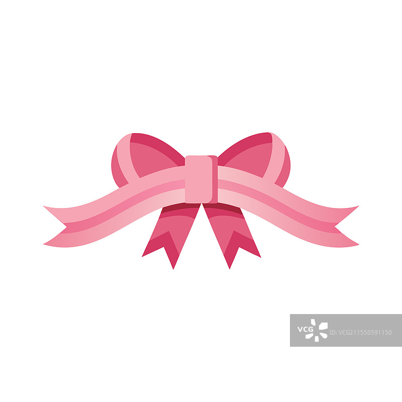 白色背景上孤立的粉色丝带与蝴蝶结图片素材