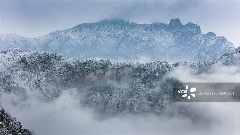 太行山余脉白云山冬季雪景冰挂雾凇实拍图片素材