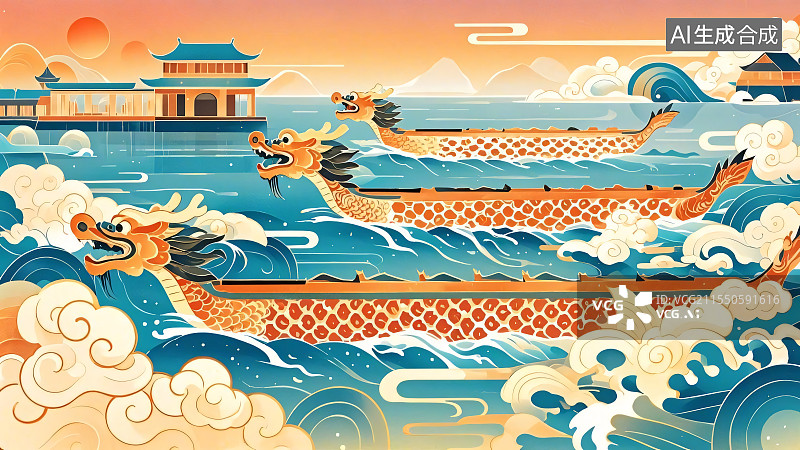 【AI数字艺术】国潮风端午节插画图片素材