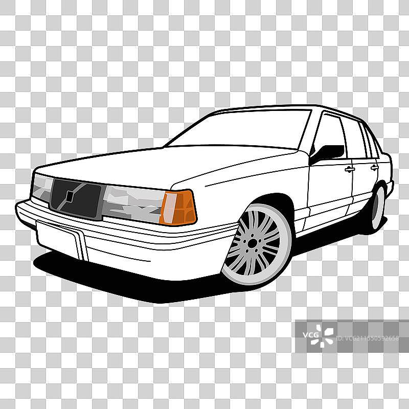 复古沃尔沃汽车线条艺术图片素材