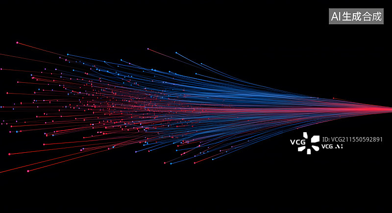 【AI数字艺术】黑色背景中的红色和蓝色发光线条曲线互联网网络信息传输科技电子抽象特效背景图片素材