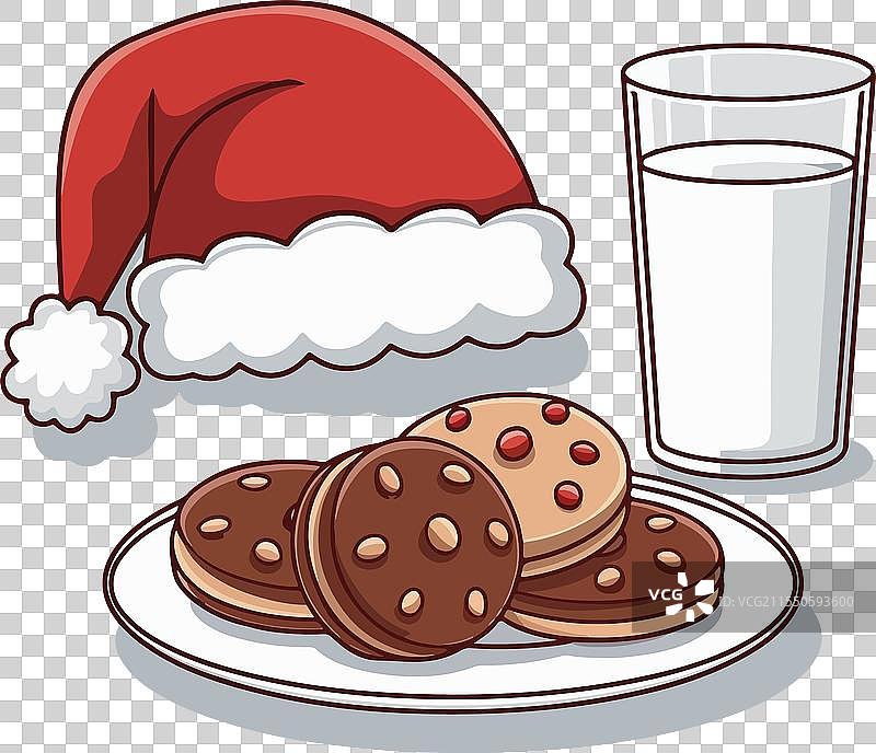 可爱的盘子设计，上面放着圣诞饼干和图片素材