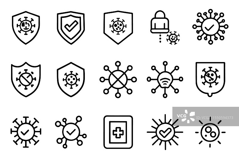 与病毒相关的可编辑线条保护图片素材