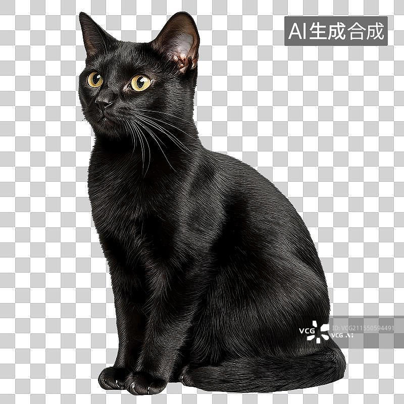 【AI数字艺术】免抠|黑猫特写摄影棚图片图片素材