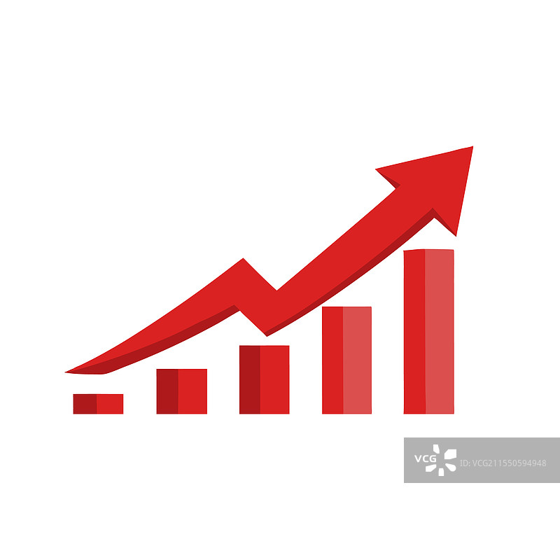 红色向上箭头图表显示上升趋势图片素材