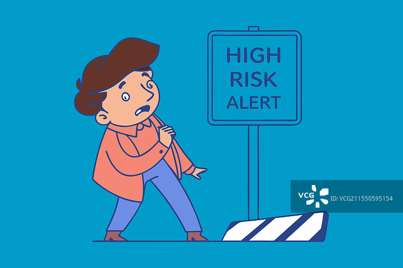 手绘平面高风险警告标志图片素材
