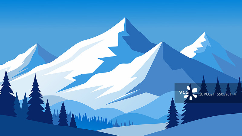 雪覆盖的树木雄伟地矗立在图片素材