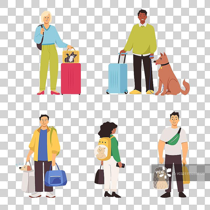 带宠物的旅行者套装图片素材