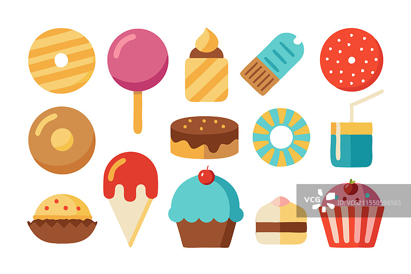 糖衣糖果组合，孤立在白色背景上图片素材