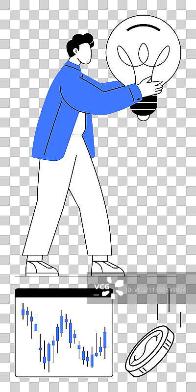 一个人提着巨大的灯泡走上台阶图片素材