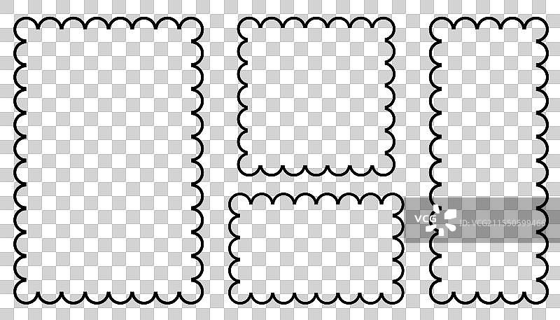 带有波纹边缘的黑色轮廓框架图片素材