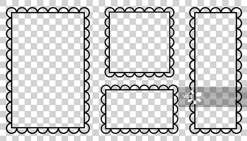 带有波纹边缘的黑色轮廓框架图片素材