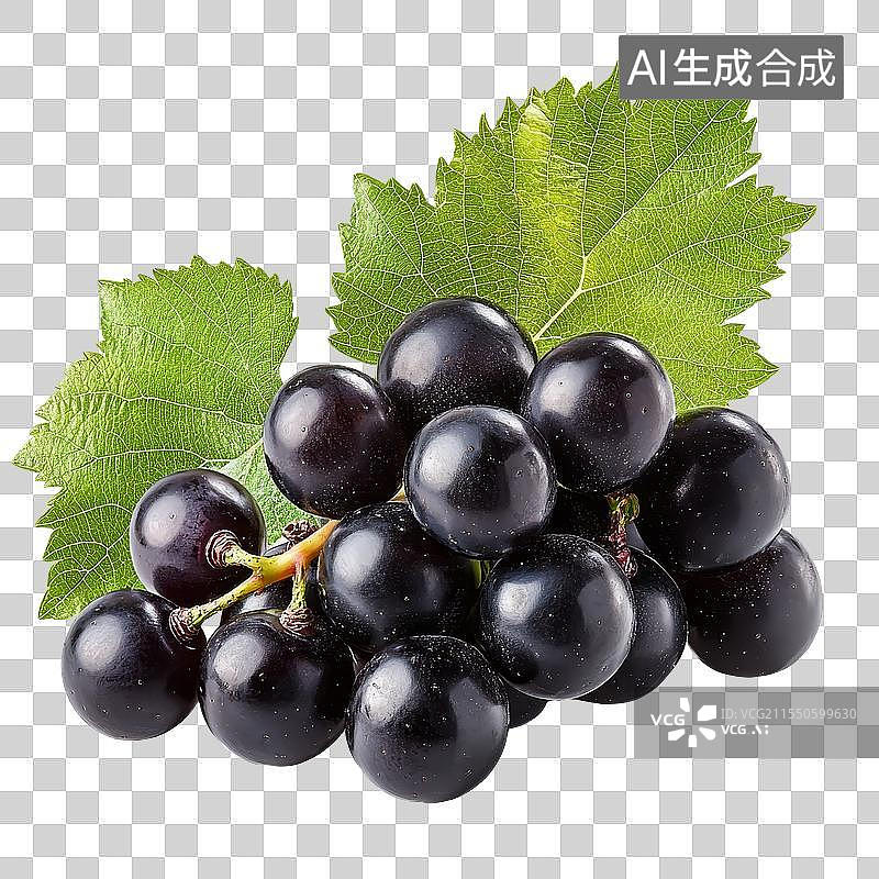 【AI数字艺术】免抠|新鲜黑葡萄特写图片素材