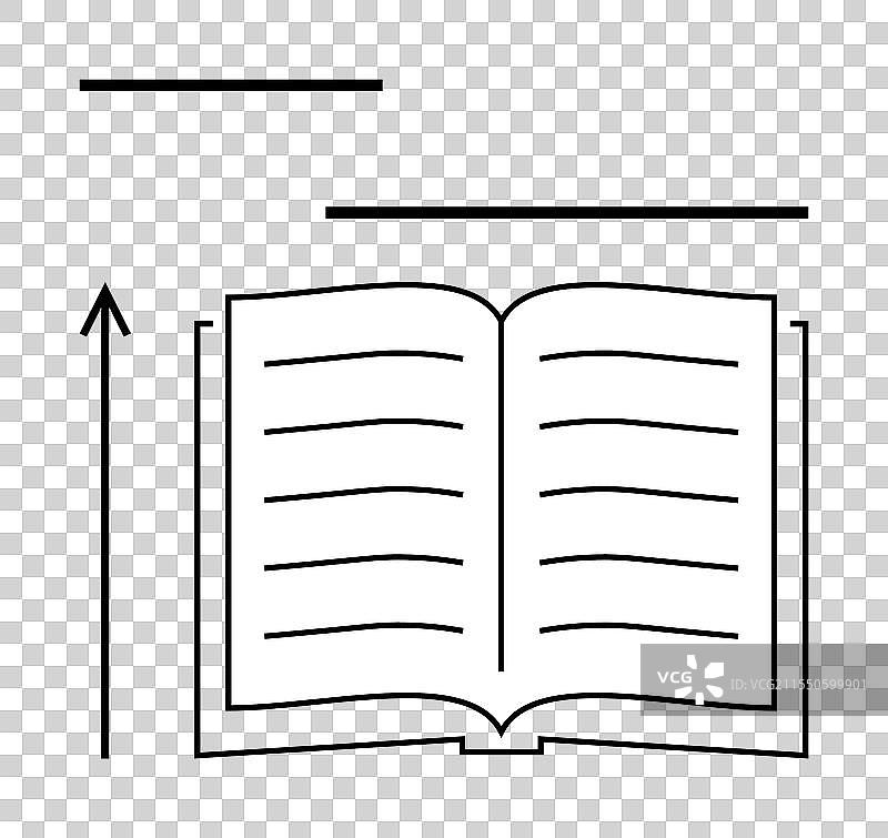 打开的书籍与箭头象征知识的增长图片素材