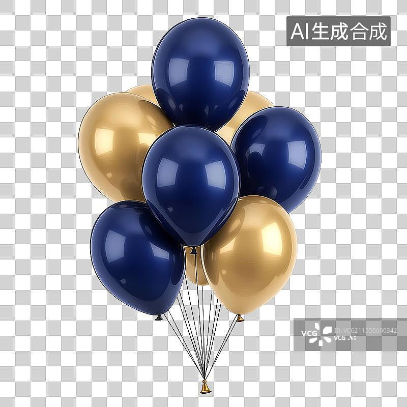 【AI数字艺术】免抠|海军蓝金色气球组合设计图片素材
